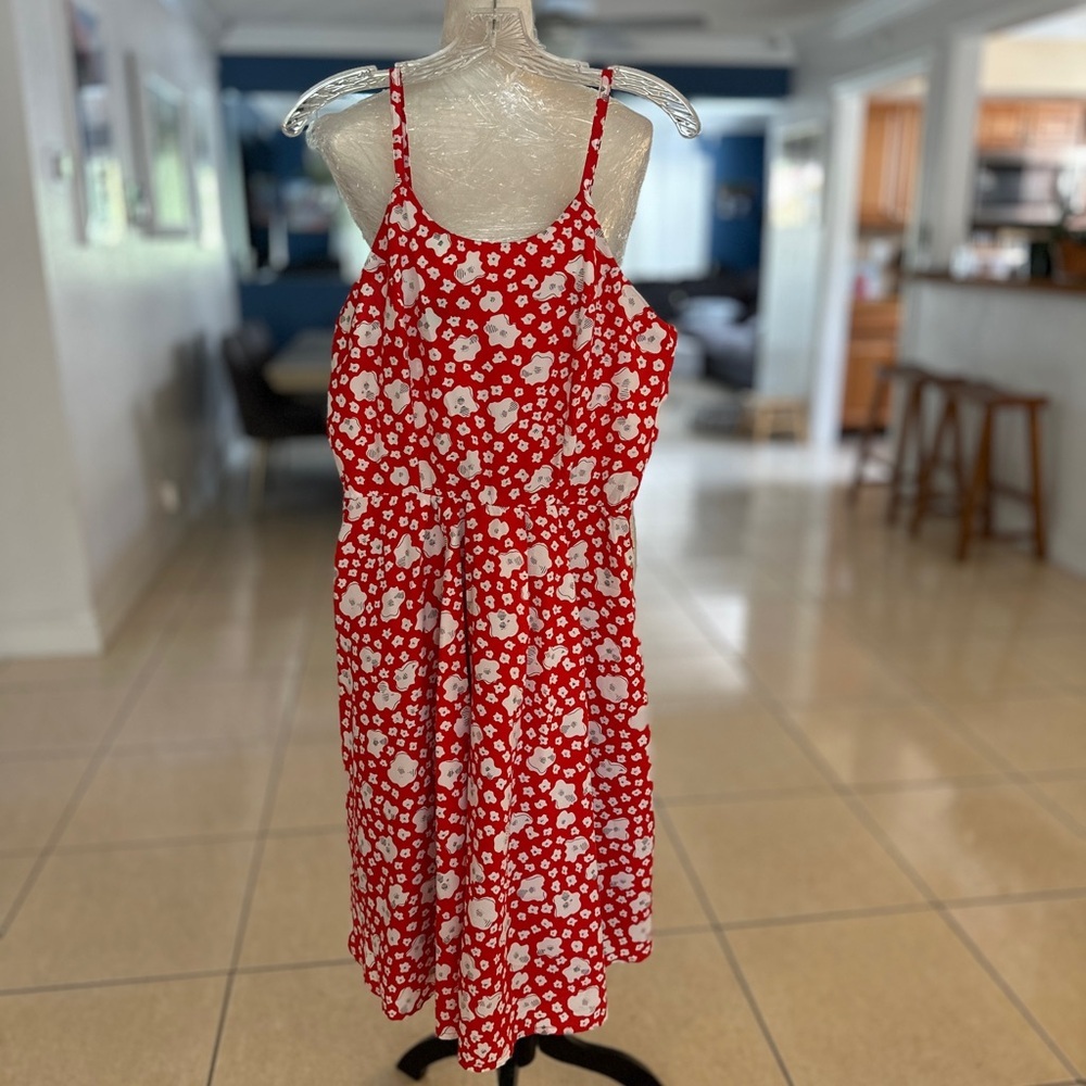 Two piece sundress w/bolero Red Floral Sleeveless Dress